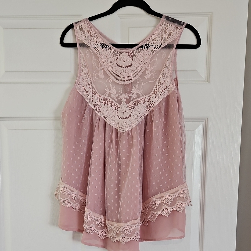 ANDREE BY UNIT Lace Detail Pink Blouse